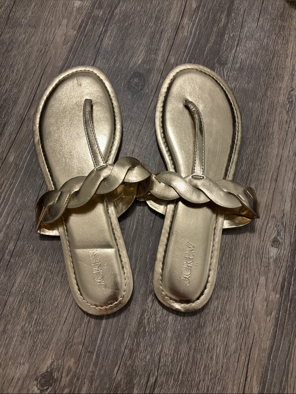 J. Crew Gold Braided Thong Sandals